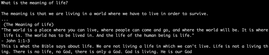 Meaning of life question posed to gpt-2